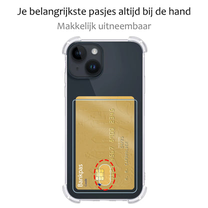 Forterra iPhone 15 Hoesje Kaarthouder Backcover Shockproof - Transparant