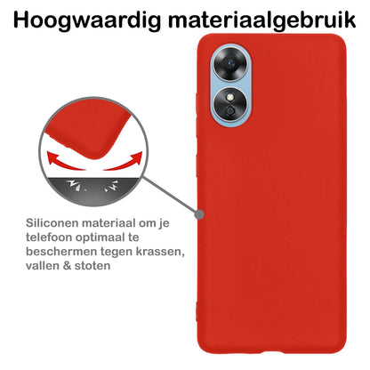Forterra OPPO A17 Hoesje Siliconen Backcover Lichtgewicht - Rood