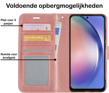 Forterra Samsung A54 Hoesje Bookcase Cover met Kaarthouder - Rosé goud