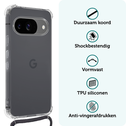 Forterra Google Pixel 9 Hoesje met Koord Backcover Shockproof - Transparant