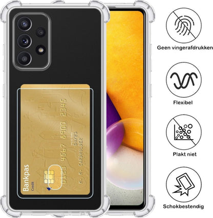 Forterra Samsung A72 Hoesje Kaarthouder Backcover Shockproof - Transparant