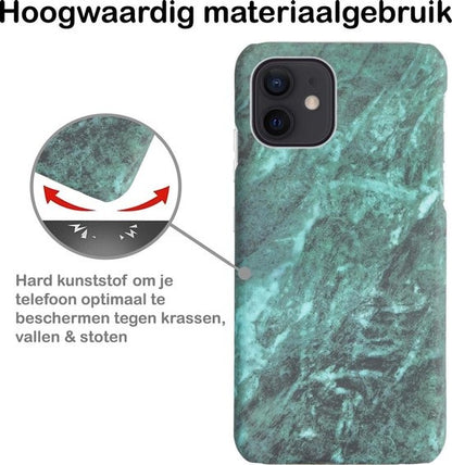 Forterra iPhone 12 Hoesje Marmer Hard Case Cover - Groen