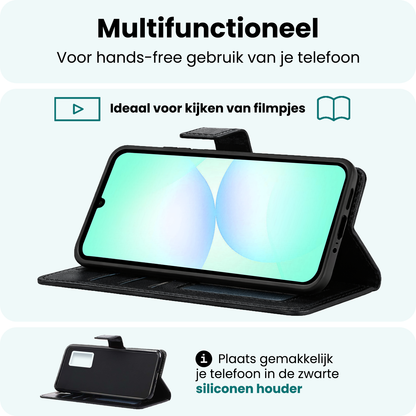Forterra Samsung A07 Hoesje Bookcase Cover met Kaarthouder - Zwart