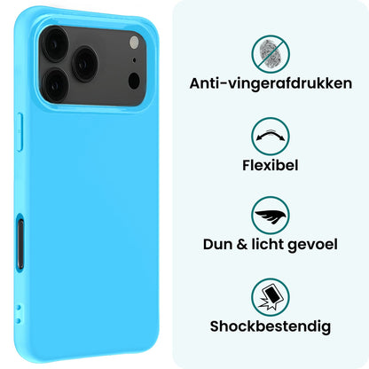 Forterra iPhone 17 Pro Hoesje Siliconen Backcover Lichtgewicht - Lichtblauw
