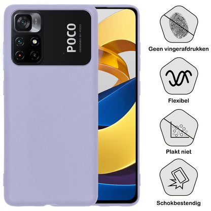 Forterra Xiaomi Poco M4 Pro 5G Hoesje Siliconen Backcover Lichtgewicht - Lila