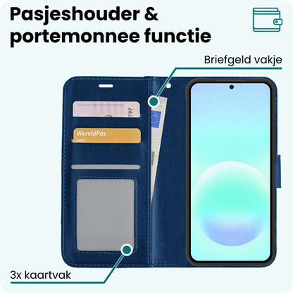Forterra Samsung A57 Hoesje Bookcase Cover met Kaarthouder - Donkerblauw