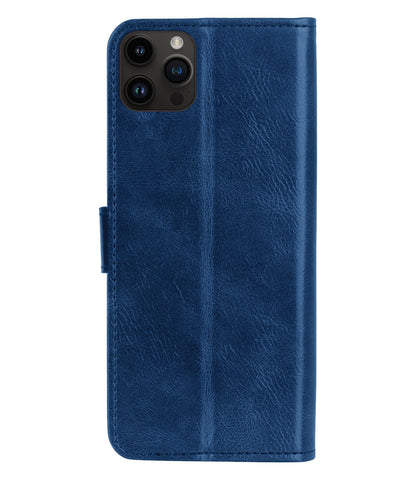 Forterra iPhone 15 Pro Hoesje Bookcase Cover met Kaarthouder - Donkerblauw