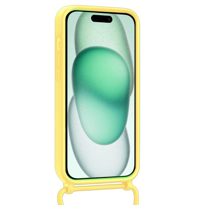 Forterra iPhone 14 Pro Max Hoesje Met Telefoonkoord en Pasjeshouder Siliconen - Geel