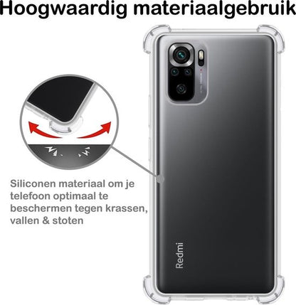 Forterra Xiaomi Redmi Note 10S Hoesje Shockproof Backcover Siliconen - Transparant
