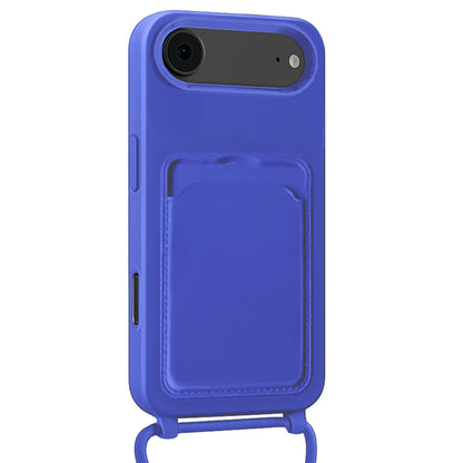 Forterra iPhone Air Hoesje Met Telefoonkoord en Pasjeshouder Siliconen - Felblauw