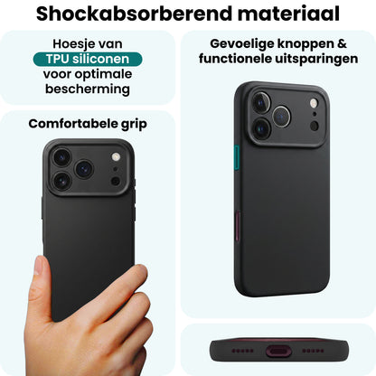 Forterra iPhone 18 Pro Hoesje Siliconen Backcover Lichtgewicht - Zwart