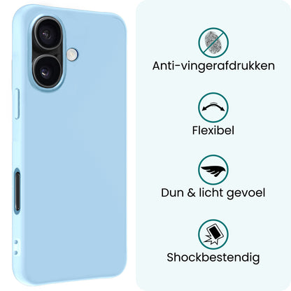 Forterra iPhone 17 Hoesje Siliconen Backcover Lichtgewicht - Lichtblauw