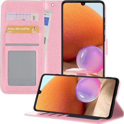 Forterra Samsung A32 5G Hoesje Bookcase Cover met Kaarthouder - Lichtroze