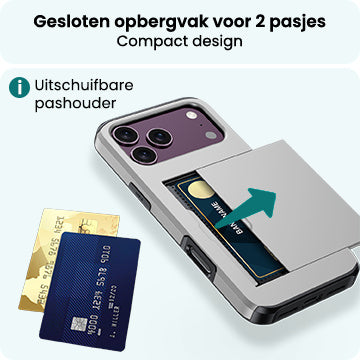 Forterra iPhone 18 Pro Max Hoesje Kaarthouder Hard Case Shockproof - Grijs