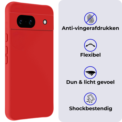 Forterra Google Pixel 8a Hoesje Siliconen Backcover Lichtgewicht - Rood