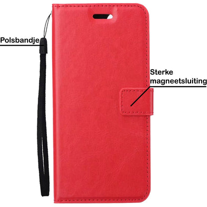 Forterra iPhone 14 Pro Max Hoesje Bookcase Cover met Kaarthouder - Rood