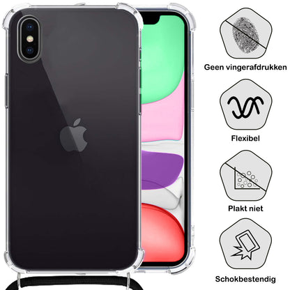 Forterra iPhone Xs Hoesje met Koord Backcover Shockproof - Transparant