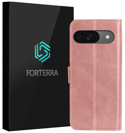 Forterra Google Pixel 10 Hoesje Bookcase Cover met Kaarthouder - Rosé goud