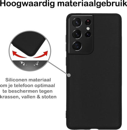 Forterra Samsung S21 Ultra Hoesje Siliconen Backcover Lichtgewicht - Zwart