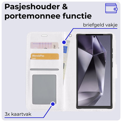 Forterra Samsung S24 Ultra Hoesje Bookcase Cover met Kaarthouder - Wit