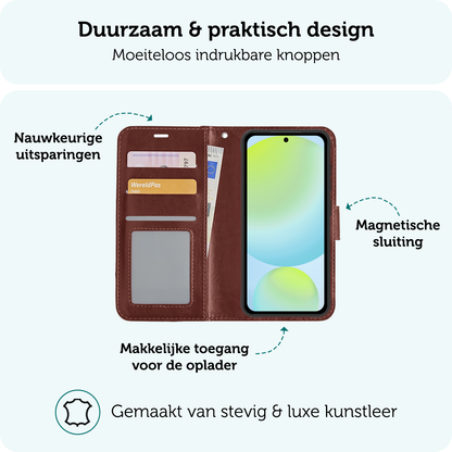 Forterra Samsung S24 FE Hoesje Bookcase Cover met Kaarthouder - Bruin