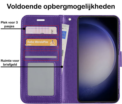 Forterra Samsung S23 Plus Hoesje Bookcase Cover met Kaarthouder - Paars