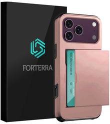 Forterra iPhone 18 Pro Max Hoesje Kaarthouder Hard Case Shockproof - Rosé goud