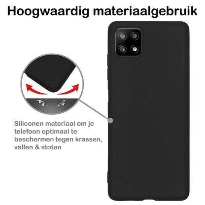 Forterra Samsung A22 4G Hoesje Siliconen Backcover Lichtgewicht - Zwart