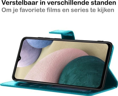 Forterra Samsung A12 Hoesje Bookcase Cover met Kaarthouder - Turquoise