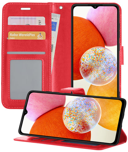 Forterra Samsung A14 Hoesje Bookcase Cover met Kaarthouder - Rood