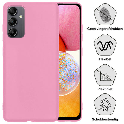 Forterra Samsung A14 Hoesje Siliconen Backcover Lichtgewicht - Roze