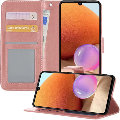 Forterra Samsung A32 4G Hoesje Bookcase Cover met Kaarthouder - Rosé goud