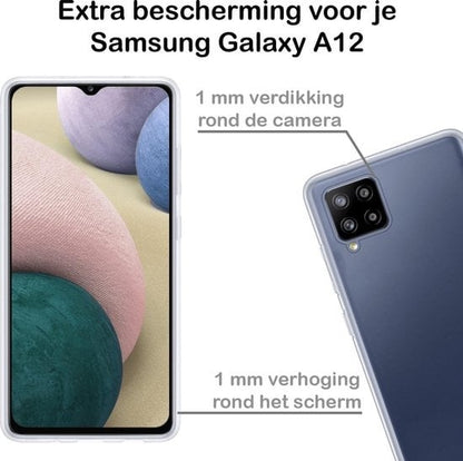 Forterra Samsung A12 Hoesje Siliconen Backcover Lichtgewicht - Transparant