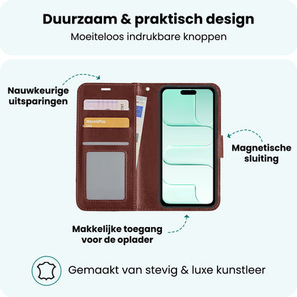 Forterra iPhone Air Hoesje Bookcase Cover met Kaarthouder - Bruin