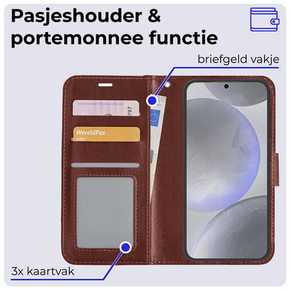 Forterra Samsung S24 Plus Hoesje Bookcase Cover met Kaarthouder - Bruin