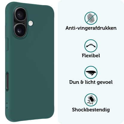 Forterra iPhone 16 Plus Hoesje Siliconen Backcover Lichtgewicht - Donkergroen