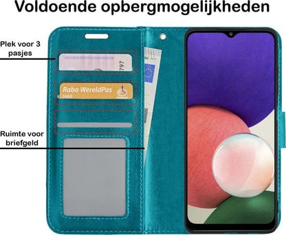 Forterra Samsung A22 4G Hoesje Bookcase Cover met Kaarthouder - Turquoise