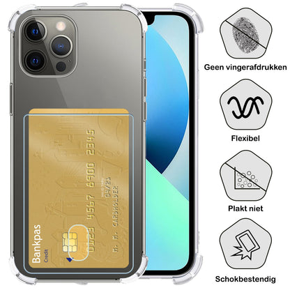 Forterra iPhone 13 Pro Hoesje Kaarthouder Backcover Shockproof - Transparant