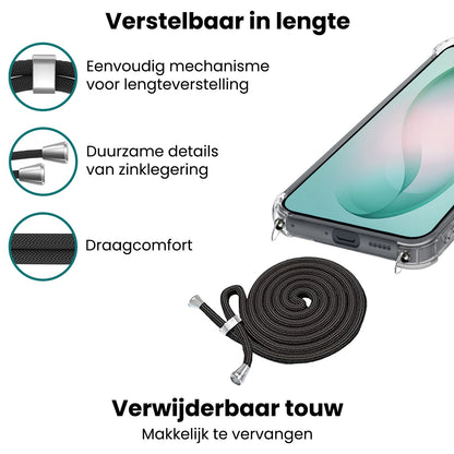 Forterra Samsung S26 Hoesje met Koord Backcover Shockproof - Transparant