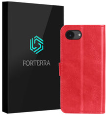 Forterra iPhone 17e Hoesje Bookcase Cover met Kaarthouder - Rood