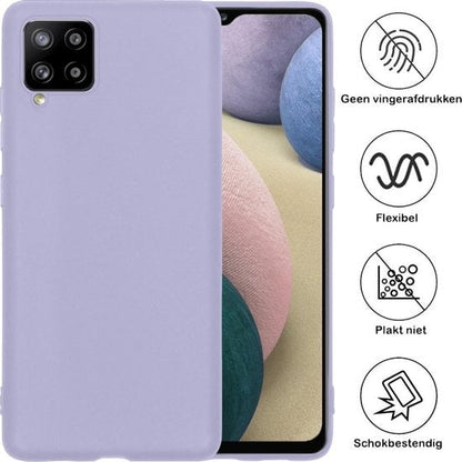 Forterra Samsung A12 Hoesje Siliconen Backcover Lichtgewicht - Lila