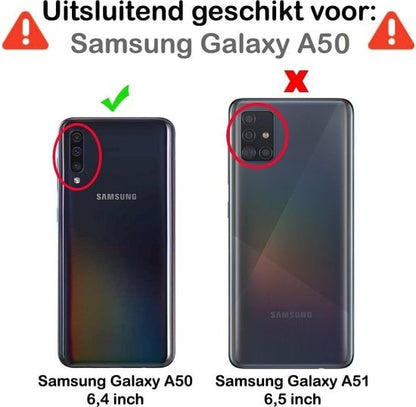 Forterra Samsung Galaxy A50 Hoesje Bookcase Cover met Kaarthouder - Zwart