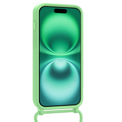 Forterra iPhone 16 Hoesje Met Telefoonkoord en Pasjeshouder Siliconen - Groen
