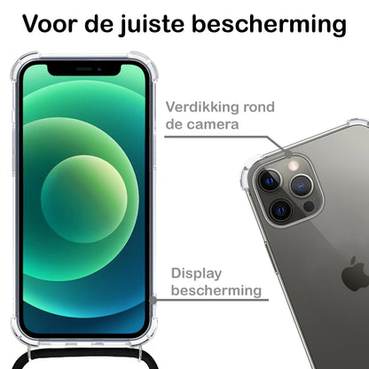 Forterra iPhone 12 Pro Max Hoesje met Koord Backcover Shockproof - Transparant