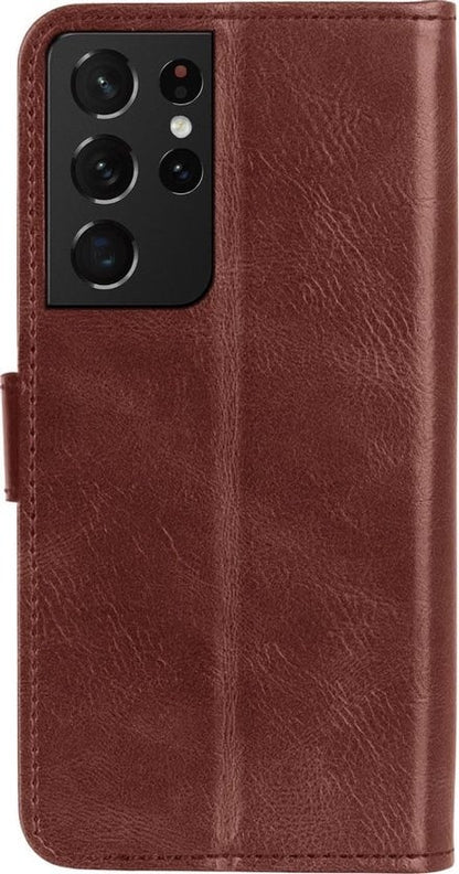 Forterra Samsung S21 Ultra Hoesje Bookcase Cover met Kaarthouder - Bruin