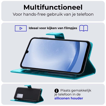 Forterra Samsung A25 Hoesje Bookcase Cover met Kaarthouder - Turquoise