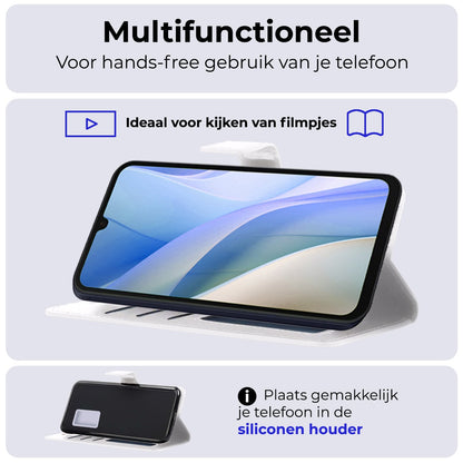 Forterra Samsung A15 Hoesje Bookcase Cover met Kaarthouder - Wit