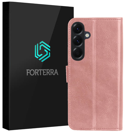 Forterra Samsung A57 Hoesje Bookcase Cover met Kaarthouder - Rosé goud