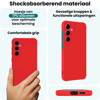 Forterra Samsung S25 Hoesje Siliconen Backcover Lichtgewicht - Rood