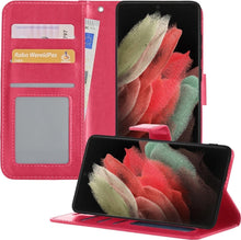 Forterra Samsung S21 Ultra Hoesje Bookcase Cover met Kaarthouder - Donkerroze